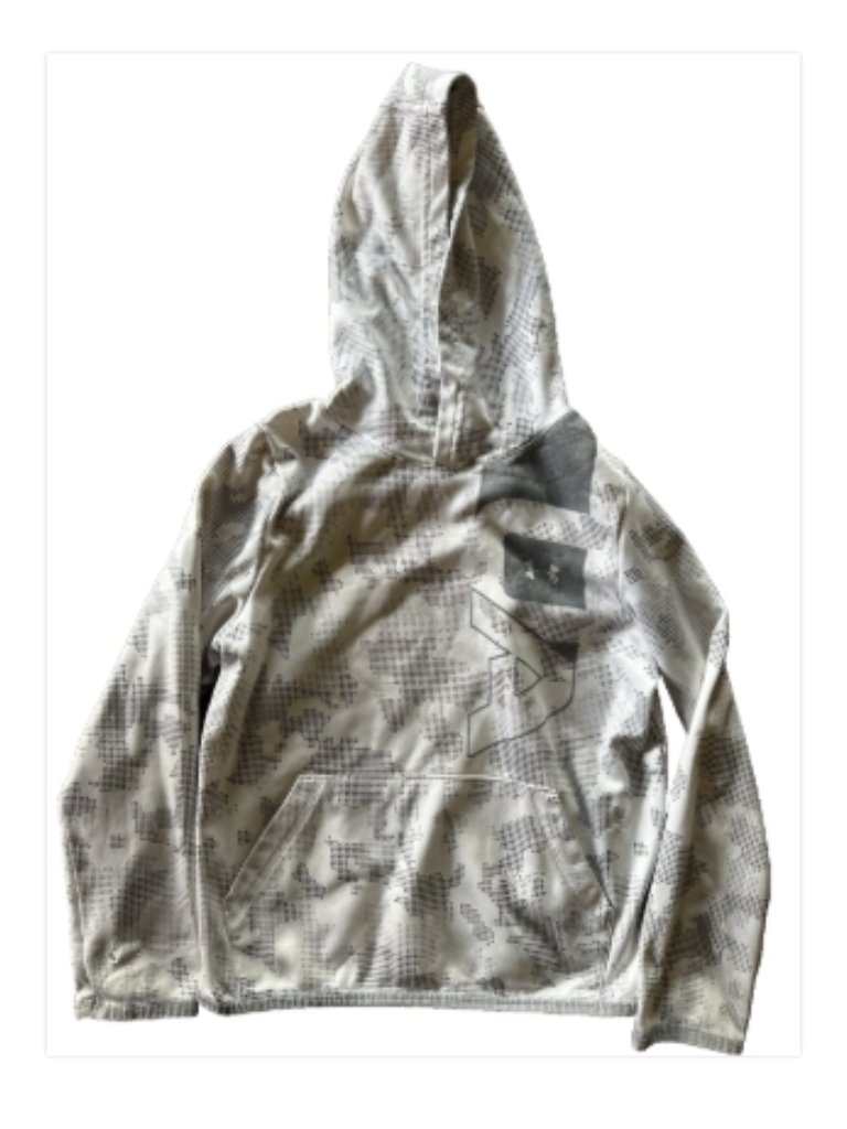 Under Armour Coldgear Hoodie Youth Small Gray Camo Pullover Athletic